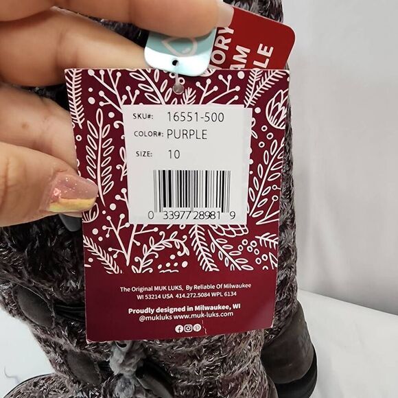 MUK LUKS Women's Size 10 Felicity Boots Purple Winter Comfort Warm Knitted Tall - Picture 6 of 7